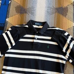Vintage Men’s Polo By Ralph Lauren Long Sleeve Polo Size Medium Striped Black
